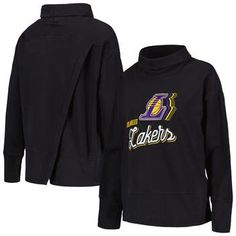 The Women's Levelwear Black Los Angeles Lakers Sunset Pullover Sweatshirt is the perfect way to show your support for the Los Angeles Lakers. This midweight sweatshirt is made from a soft cotton and polyester blend, featuring a French Terry lining for added warmth. The asymmetrical open slits on the back, banded bottom hem, and sleeve cuffs add a stylish touch, while the oversized design and dropped shoulders provide a relaxed fit. Whether you're cheering on the Lakers at the game or relaxing at Sports Top With Relaxed Fit And Funnel Neck, Fall Sportswear Funnel Neck Tops, Black Sporty Funnel Neck Tops, Black Sporty Top With Funnel Neck, Sporty Black Funnel Neck Top, Sporty Black Top With Funnel Neck, Athleisure Funnel Neck Top For Streetwear, Funnel Neck Athleisure Tops For Streetwear, Black Los Angeles