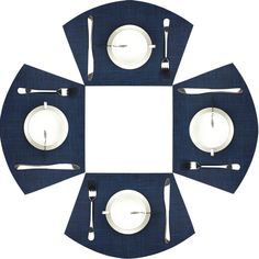 four place settings arranged in the shape of a circle