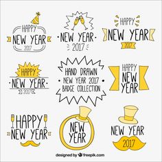 new year's eve clipart with different font styles and colors, including happy new year