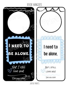 "For those times you just need a few minutes alone.  \"I need to be alone.\" door hanger printable. Sometimes you just need a little time alone to get re-energized to get on with the rest of your day.   This was inspired by an episode of Bluey (IYKYK) called Sheepdog.  In it, Chilli (mum) needs just 20 minutes alone but the kids think they did something wrong and just want her to come out of her room.  Chilli explains that they did nothing wrong, that she just needs a few minutes to herself every now and then.  It's a very relatable issue, whether it be getting a moment from the kids, husband, or another member of the family... Either way, this printable door hanger lets the kids (or whoever) know that you still love them and will be out very soon! THIS IS A DIGITAL FILE ONLY.  NO PHYSICAL Do Not Disturb Door Hanger, Chilli Heeler, Don't Disturb Sign, Privacy Door, Scrapbook Stickers Printable, Life Is Tough, Do Not Disturb, Mental And Emotional Health, Printer Paper