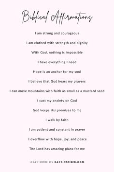 35 Powerful Biblical Affirmations for Christian Women - Days Inspired Lds Daily Affirmations, Gods Words Of Affirmation, Daily Affirmations Biblical, 3 Word Affirmations, I Am Biblical Affirmations, Gospel Affirmations, I Declare Affirmations, Bible Affirmations For Men