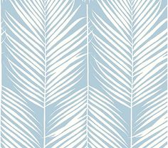 a blue and white palm leaf wallpaper