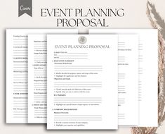 the event planning process is shown in three separate sections, with text overlaying it