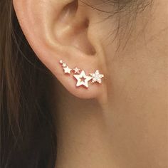 Shiny White Zircon Simple Star Women Drop Earrings Stud Fashion, Climber Earrings, Star Earrings Stud, Pearl Stud Earrings, Girls Earrings, Rhinestone Earrings, Pearl Studs, Ear Jewelry, Star Earrings