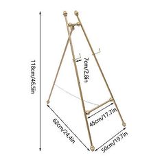 the height of a wooden easel with measurements for each side and an additional piece of wood