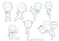 the stages of how to draw cartoon characters from different angles and sizes, including headgear