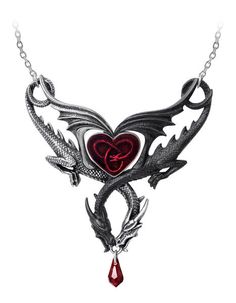 The Confluence of Opposites Necklace Alchemy Jewelry, Dragon Heart, Alchemy Gothic, Crystal Heart Pendant, Dragon Necklace, Dragon Pendant, Divergent, Fantasy Jewelry, Red Crystals