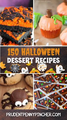 halloween desserts and treats are featured in this collage