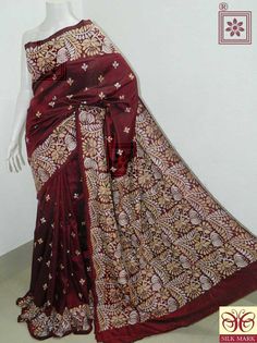 Exclusive Maroon Hand Embroidery Saree Design is gorgeous and eye catching. This saree is in Pure bangalore silk and has a natural glossy shine that attracts. The overall hand embroidery has made it a piece of art. The detailed thread work has given it gorgeous look. The saree is soft and smooth. And most importantly the texture is flawless as well as remarkable. Silk mark ensures the quality and genuinity of the fabric. Saree Design