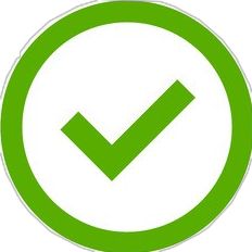 a green check mark on a white background