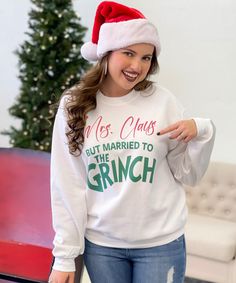 How adorable is this Mrs. Claus But Married To The Grinch Shirt?!?! If you are full of Christmas cheer but your better half is not then this Mrs. Claus But Married To The Grinch Shirt is perfect for you! Pair with our Why Yes! I'm The Grinch Shirt for cute matching couple shirts! Offered on short sleeve tee, long sleeve tee, and even a sweatshirt for those cool winter days! Pair with jeans or leggins for the cutest Christmas outfit! These are unisex fit and are true to size. Short Sleeve - 6.0 o Mrs Claus Married To The Grinch, Christmas Maternity Shirts, Married To The Grinch, Mr And Mrs Claus Shirt, Mama Claus Sweatshirt, Christmas Shirts For Pregnant Women, Grinch Shirt, Grinch Shirts, Married Shirt