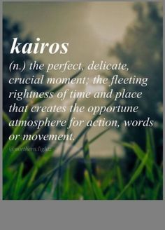 the words karios are written in white on green grass with trees in the background