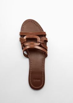 Leather straps sandals - Women | Mango USA Straps Sandals, Summer Clutch, Hudson Homes, Leather Strap Sandals, Mango Outlet, Friday Favorites, Shoes Flats Sandals, Strap Sandals Women, Upholstered Chairs