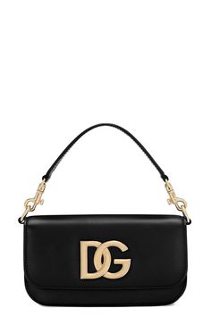 DOLCE & GABBANA-3.5 Crossbody Bag - Nero-NERO Luxury Black Flap Bag With Logo Hardware, Evening Flap Bag With Logo Hardware In Leather, Leather Flap Bag With Logo Hardware For Evening, Evening Leather Flap Bag With Logo Hardware, Luxury Leather Flap Bag With Logo Hardware, Luxury Crossbody Shoulder Bag With Logo, Luxury Crossbody Flap Bag With Logo Hardware, Evening Logo Crossbody Shoulder Bag, Designer Evening Flap Bag For Mobile Phone