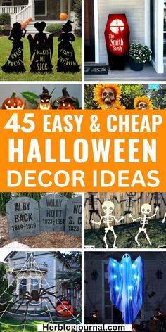 Halloween outdoor decorations Cheap Halloween Decorations Outdoor Diy, Cute Outdoor Halloween Decor Front Yards Easy, Easy Large Halloween Decorations, Budget Outdoor Halloween Decorations, Halloween Decorations On A Budget Diy, Diy Easy Outdoor Halloween Decorations, Easy Big Halloween Decorations, Cheap Homemade Halloween Decorations, Scary Outdoor Halloween Decorations Diy Cheap