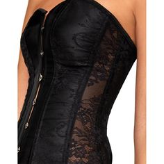 Get hooked! This sexy black lace & satin corset flatters your curves and easily hooks at the front so you can take on your night effortlessly. Tie it up at the back and wear the matching thong for your finished look! Black Satin Corset Dress With Boning, Evening Underbust Corset With Lace Trim, Black Fitted Bodice Corset For Club, Satin Corset Dress With Underwire, Black Satin Underbust Corset Dress, Black Corset With Sweetheart Neckline For Night Out, Elegant Underwire Corset For Club, Strapless Party Corset With Hook And Eye Closure, Strapless Satin Corset For Club