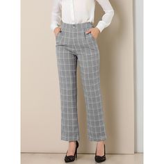 These pants are essential for dressing up or down. Lightweight fabric, covered in a plaid pattern, shapes these trendy trousers with a high-rise fit. How it is a bit high waist and how it gathers at the waist adding shape to the body. You may love everything about these trousers, from their regular fit to the elastic high-waist, which could double as a hiding mechanism for women with love handles. Style these trousers with a crop top and heels for the ultimate look. This fashionable and trendy c Trendy Trousers, Plaid Pants Women, Trendy Trouser, Pants Elastic Waist, Christmas Plaid, Long Trousers, Plaid Fashion, Plaid Pants, Casual Work