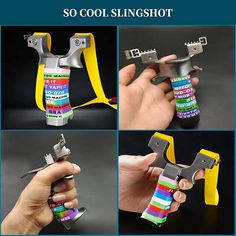 there is a collage of pictures showing how to make a multicolored fire extinguisher