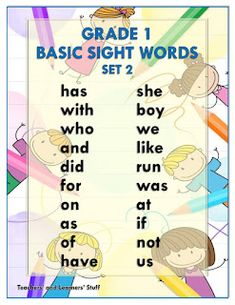 a poster with words and pictures on it that say, grade 1 basic sight words set 1