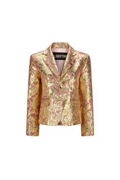 COSI FAN TUTTE' L/S SHORT JACKET -  - Libertine Luxury Gold Festive Blazer, Luxury Gold Evening Outerwear, Luxury Jacquard Party Outerwear, Luxury Single-breasted Evening Outerwear, Luxury Gold Blazer For Festive Occasions, Luxury Festive Gold Blazer, Luxury Gold Embroidered Blazer For Formal Occasions, Luxury Jacquard Outerwear For Party, Mary Bushiri