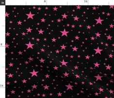 pink stars on black background with measurements