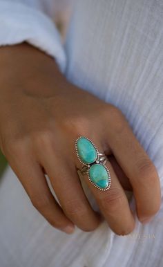 "Turquoise Ring ~ Sterling Silver 925 ~ Handmade ~ Statement ~ Hippie ~ Bohemian ~ Jewelry ~Gift For Her ~Gemstone ~December Birthstone 》D E T A I L S《 ✦ M E T A L : Sterling Silver 925 ✦ S T O N E  : Turquoise ✦ B I R T H S T O N E : December 💎 In the past, the Turquoise used to be the stone of the kings and warriors. For that reason, nowadays this gem is known by providing protection against the evil and a symbol of strength and good luck. ✧ Please note natural gemstones are unique and may vary in shape or color. ✧ 》✦  S A V E  *  B U Y  *  M O R E  ✦《 Use the code \"MARESIA2\" and get 10% OFF when you buy 2 items. Use the code \"MARESIA3\" and get 15% OFF when you buy 3 or more items. 》 P A C K A G I N G 《 Your jewelry will be nicely packaged. If one or more items are gifts, please lea Square Turquoise Ring, Bohemian Turquoise Gemstone Ring For Anniversary, Bohemian Turquoise Ring With Large Stone For Anniversary, Southwestern Natural Stones Jewelry For Anniversary, Bohemian Jewelry Gift, Turquoise Statement Ring, Hippie Rings, Western Aesthetic, Put A Ring On It