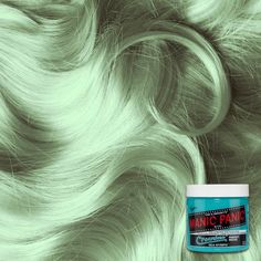 The CREAMTONES® collection is a pastel-lover’s dream come true! Sea Nymph is a pastel minty green hair dye with yellow undertones in our Creamtones Perfect Pastels collection. For best results, it is required to lighten hair to the lightest level 10 blonde or lighter before use. The Creamtones® Collection was named after the 3-piece acapella act "The Creamtones" that included Tish, Snooky, and their good friend Diana Mae Munch. How many 4oz containers of Manic Panic hair color should I buy? Shor Level 10 Blonde, Cove Holden, Light Green Hair, Manic Panic Hair Color, Permanent Hair Dye Colors, Lighten Hair, Manic Panic Hair, Mint Green Hair