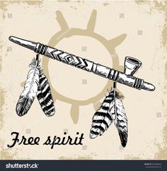 three feathers and a pen with the words free spirit