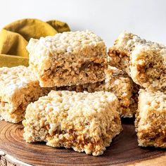 several pieces of oatmeal bars stacked on top of each other