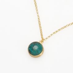 18k Gold Plated 925 Sterling Silver Chrysocolla Natural Stone Pendant Necklace Necklace length is 45+5 cm  The necklace features an adjustable chain, allowing you to customize the length according to your preferred style.  Chrysocolla is a vibrant blue-green mineral that is often associated with various metaphysical and healing properties. Also known as the Teaching Stone, the soft feminine energy of Chrysocolla stirs your curiosity and invites you out to seek higher knowledge. Despite its long Soft Feminine, Necklace Necklace, Stone Pendant Necklace, Necklace Blue, Vibrant Blue, Feminine Energy, Stone Pendant, Stone Pendants, Natural Stone