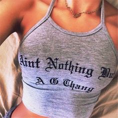 Clothing Length: ShortPattern Type: LetterMaterial: Cotton SKU: 629750 Estilo Cholo, Boho Tank Top, Vest Crop Top, Casual Summer Tops, Crop Top Shirts, Grey Pattern, Dope Outfits, Boho Casual, Looks Style