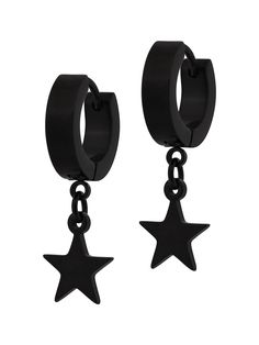 PRICES MAY VARY. GOTHIC GRUNGE PUNK BLACK STAR EARRINGS: The Black Hoop Star Earrings are the perfect accessory to complete your punk or gothic look. They are versatile enough to be worn for any occasion, whether it's a night out with friends or a casual day at the office. SIZE & LENGTH: Star Pendant Measures 0.39 inches in diameter. Hoop measures 0.55 inches in diameter MATERIAL: The Black Star Earrings are made of high quality stainless steel PERFECT GOTHIC EARRINGS FOR WOMEN: Perfect Black St Aesthetic Black Earrings, Black Star Earrings, Mcr Earrings, Gothic Piercings, Earrings Emo, Alt Earrings, Emo Earrings, Alt Jewelry, Earrings Grunge