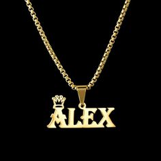 Custom Name Necklace is made of quality stainless steel and 18K gold plated. Anyone who can wear gold plated without worries of any allergic reaction to the name necklace. Style: TRENDY Shape\pattern: Letter Name Crown Necklace Pendant Size: as shown Necklace Type: Chains Necklaces Metals Type: Stainless Steel Material: Metal Chain Type: Link Chain For customization: After you complete your order, pls. email us your order#, name + font and capitalization of the name to support@shopvanityglam.com Stainless Steel Nameplate Necklace With Adjustable Chain, Gold Stainless Steel Name Necklace With Adjustable Chain, Customized Gold Metal Name Necklace, Personalized Gold Stainless Steel Charm Necklaces, Gold Customized Stainless Steel Charm Necklaces, Customized Gold Stainless Steel Charm Necklaces, Custom Name Gold Stainless Steel Jewelry, Gold Engraved Stainless Steel Chain Necklace, Gold Stainless Steel Custom Name Jewelry