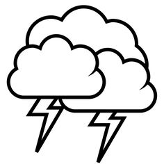 a black and white drawing of a cloud with lightning