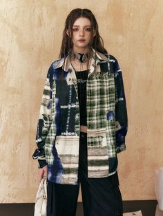 The EZEK Oversized Patchwork Plaid Shirt is a unisex grunge tie-dye flannel button-up jacket that combines edgy style with comfort. Featuring a unique patchwork plaid design and a tie-dye effect, this oversized shirt is made from high-quality, breathable fabric. Perfect for layering or wearing on its own, it offers a bold and fashionable look. Available in multiple sizes and machine washable for easy care. Model's measurements: Height 170cm, Weight 49kg, Bust/Waist/Hip 76/61/92, Wearing size M Oversized Button-up Shirt With Patchwork, Oversized Patchwork Shirt For Fall, Grunge Long Sleeve Shirt For Fall, Plaid Long Sleeve Grunge Shirt, Angel Dress, Edgy Style, Own It, Plaid Design, Jacket Sale