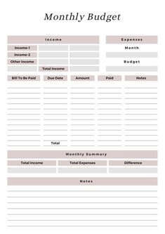 a printable budget sheet with the words,'money budget'in red and white