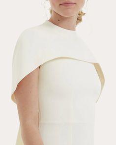 Safiyaa Kalika Cape Midi Dress | OLIVELA Elegant Workwear Capelet With Cape Sleeves, Elegant Capelet With Cape Sleeves For Workwear, Elegant Crepe Dress With Cape Sleeves, Elegant White Capelet With Cape Sleeves, Flora Dress, Draped Midi Dresses, Cherry Dress, Turkey Size, Stretch Crepe