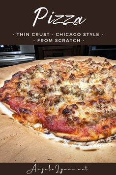 a pizza sitting on top of a wooden cutting board