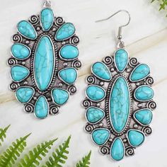 Western Scroll & Stone Earrings- 4 Colors | gussieduponline Vintage Turquoise Earrings For Summer, Elegant Turquoise Earrings For Summer, Turquoise Jewelry With Matching Earrings For Summer, Creatures Art, Copper Turquoise, Scroll Design, Royal Jewelry, Multi Stone, Stone Pendant