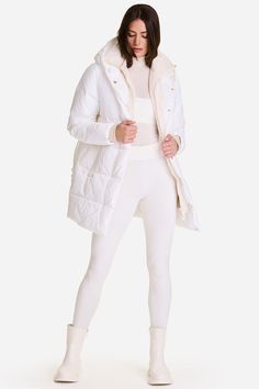 Stay warm in our newest puffer coat. This mid-length belted jacket features a zippered sherpa lining, keeping you toasty on the coldest winter days ahead. We recommend sizing down for a more snug fit. Winter White Quilted Puffer Jacket For Cold Weather, Quilted Winter White Puffer Jacket For Cold Weather, Winter White Puffer Outerwear For Cold Weather, Winter White Puffer For Cold Weather, Winter White Puffer Parka For Cold Weather, Presidents Day Sale, Belted Jacket, Winter Days, Winter Day