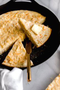 a skillet with some food inside of it