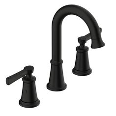 a black faucet with two handles