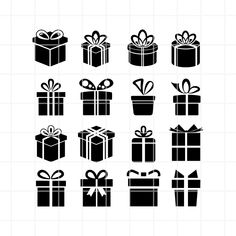 black and white gift boxes with bows svt files for cricut or silhouette