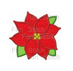 a red poinsettia flower with green leaves on it's side and the word