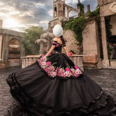 Ragazza Dress Comunication Only By This App No Scams And Nonlow Ballers Quince Dress With Flowers, Embroidered Quinceanera Dress, Black Quince Dress, Quinceanera Dresses Black, Vestido Charro, Xv Dresses, Mexican Quinceanera, Quince Themes, Mexican Quinceanera Dresses