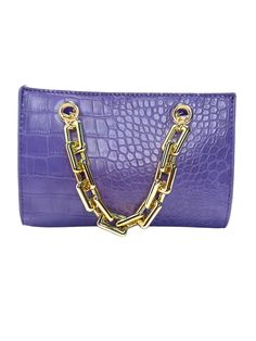 Faux Croc Chain Handle Bag Optional Strap Included Trendy Shopping Clutch With Chain Strap, Shopping Clutch Box Bag With Chain Strap, Daily Use Chain Clutch, Purple Chain Strap Shoulder Bag For Formal Occasions, Formal Purple Shoulder Bag With Chain Strap, Rectangular Bag With Gold Chain, Purple Everyday Bag With Chain Strap, Purple Shoulder Bag With Chain Strap For Everyday, Everyday Purple Shoulder Bag With Chain Strap