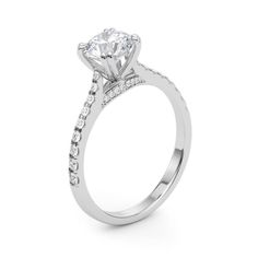 This elegant ring features 1/5 ctw. of dazzling diamonds that extend down the band. A 1.0 - 1.0 ct. round shape stone can be set with this ring.This ring can be customized for other stone sizes or shapes. Please contact us for assistance. Jewelry Advice, Beautiful Diamond Rings, Radiant Cut Diamond, Engagement Rings Platinum, Elegant Ring, The Band, Gold Platinum, Solitaire Engagement, Round Shape