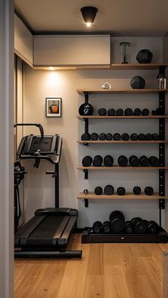 a home gym with treadmills and exercise equipment