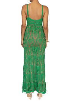 Move from beach to cocktails in this skin-showing crochet dress designed with a low-dipping neckline, nude lining and slender adjustable straps. Back button closure V-neck Adjustable straps Lined 100% acrylic Hand wash, dry flat Imported Green Fits, Nordstrom Store, Nordstrom Dresses, Crochet Dress, Designer Dresses, Nordstrom, V Neck, Crochet, Design