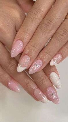 Pink Nails Easy Design, Nails For London, Nails Design Short Square, Nails Design Summer 2024, Cute Almond Nails Design, Trendy Almond Nails, Cute Almond Nails, Paznokcie Hello Kitty, Almond Gel Nails